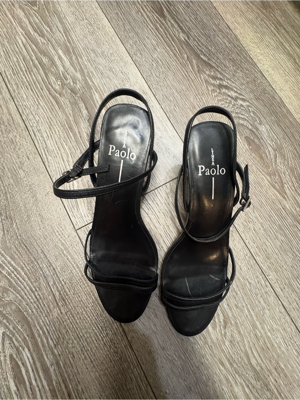Paolo Black Minimal Strappy Slingback Heels